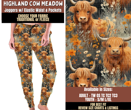 Preorder! Closes 7/27. ETA Oct. Highland Cow Meadow Joggers Choose Fleece or Traditional