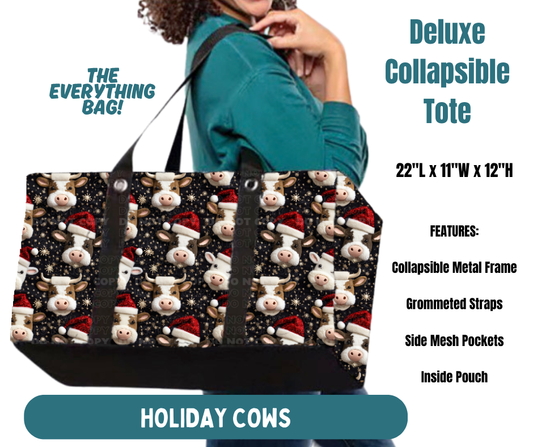 Preorder! Closes 8/13. ETA Nov. Holiday Cows Collapsible Tote