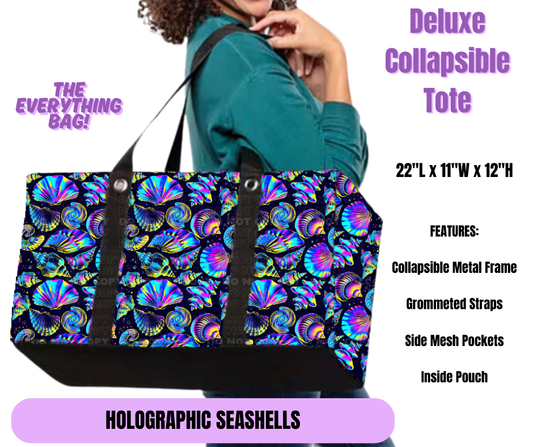 Preorder! Closes 5/19. ETA August. Holographic Seashells Collapsible Tote