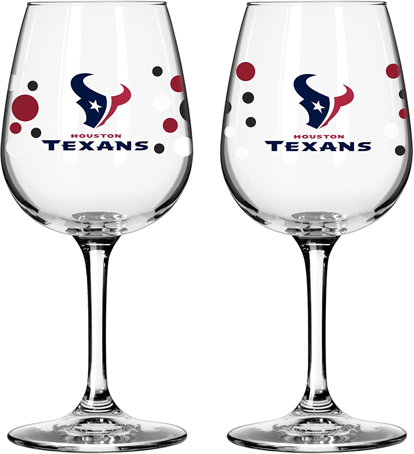 Houston Texans Pokadot Wine Glass 12 Oz. 2 Pack
