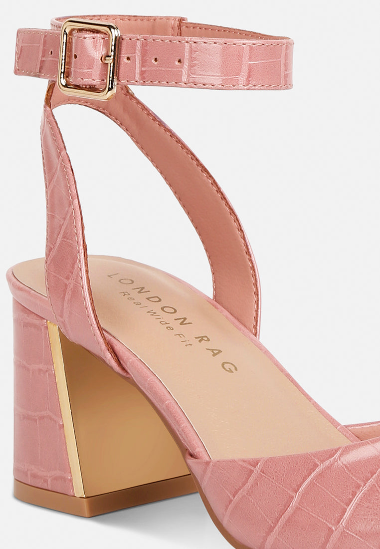 Hyatt Metallic Sling Block Heel Sandals