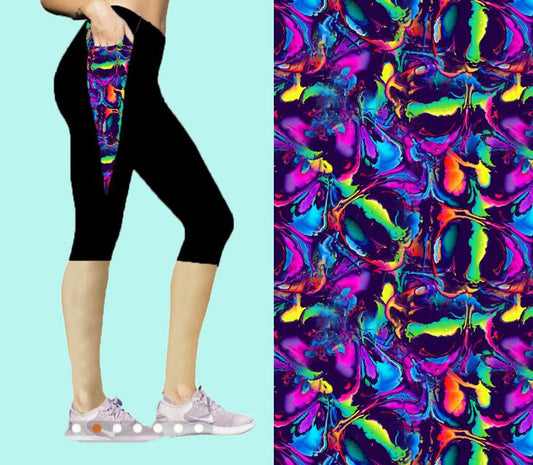 Colorgasm designer capri leggings & shorts with pockets