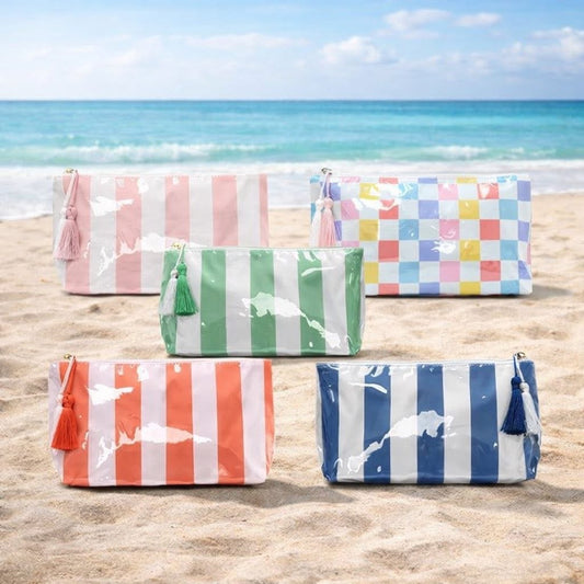Waterproof Striped or Checkered Pouch Bag