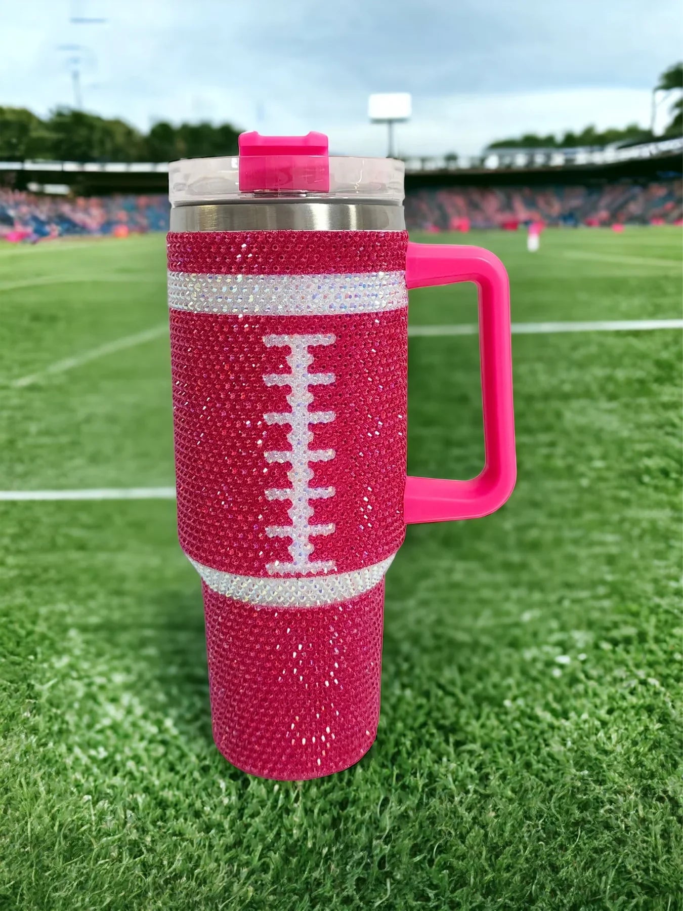 Bling Football Tumbler - 40oz Quencher