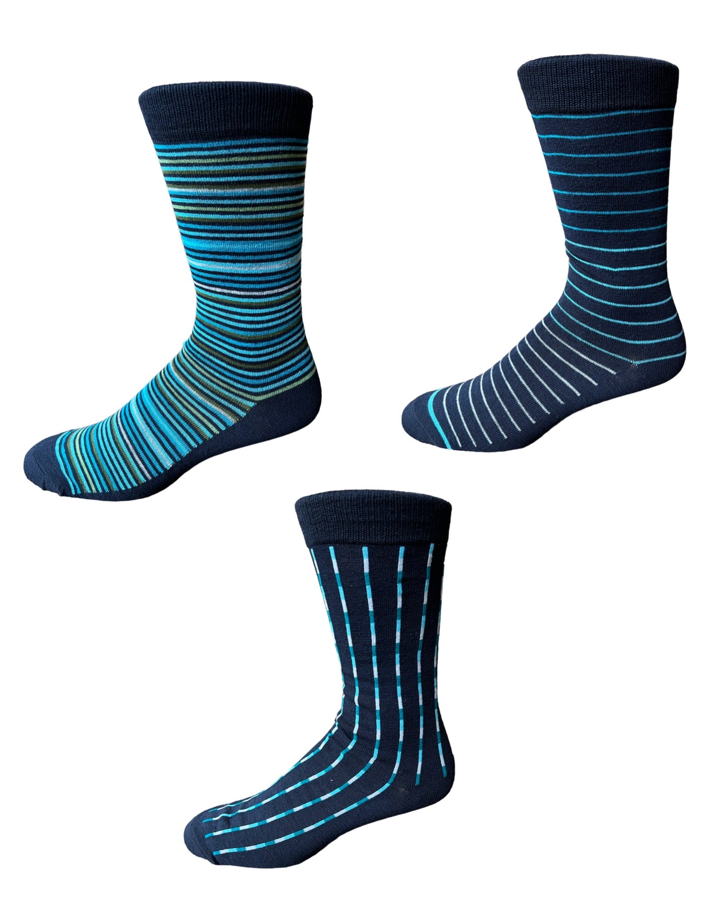 Stripes Assortment Fashion Socks in Navy 3pr Pack