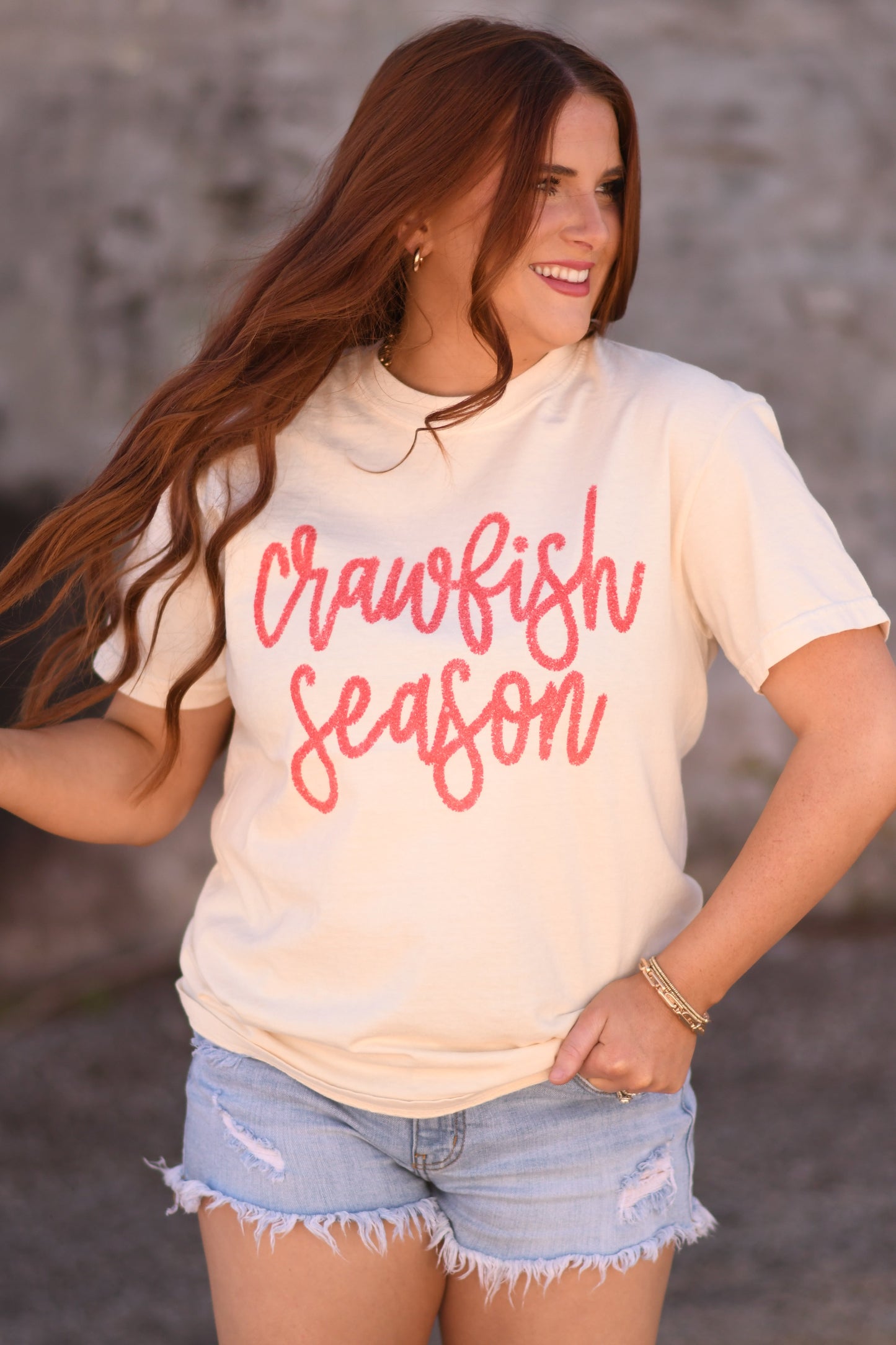 Crawfish Season Faux Tinsel graphic tee
