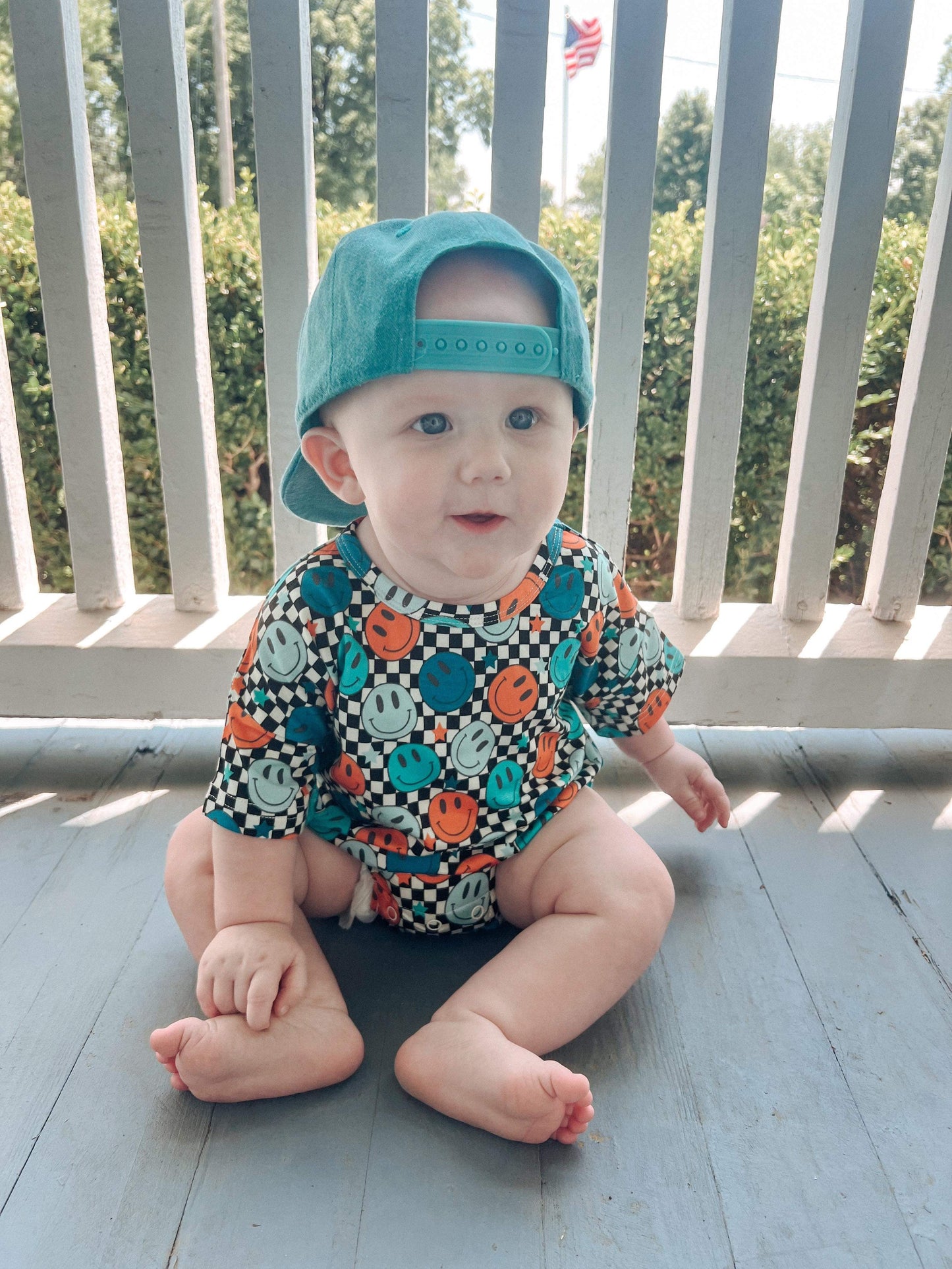 Happy Checks Oversized Bamboo Romper