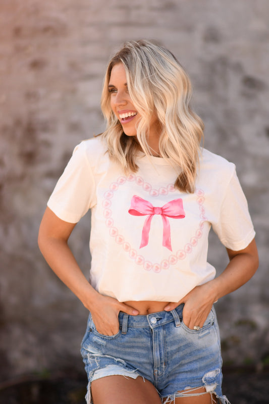 Pearl Heart Bow Graphic Tee