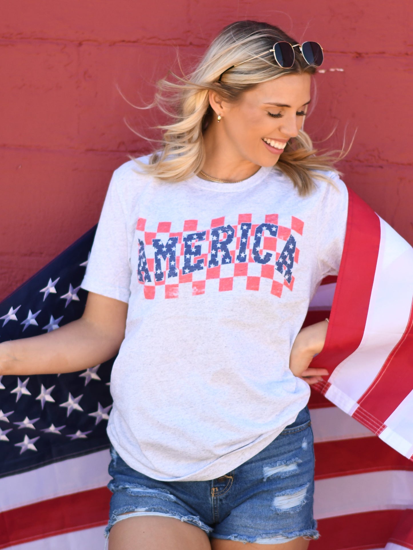 American Checkered Graphic Tee
