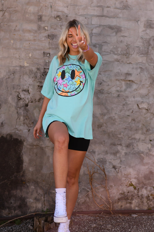 Neon Star Smiley Graphic Tee