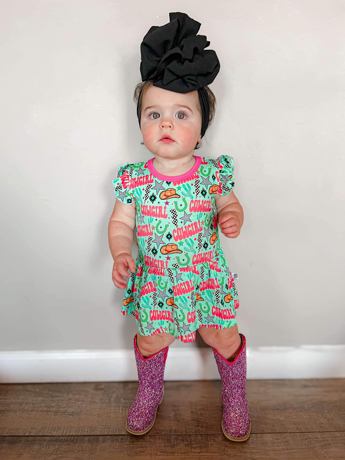 Neon Cowgirl Bamboo Skirted Romper