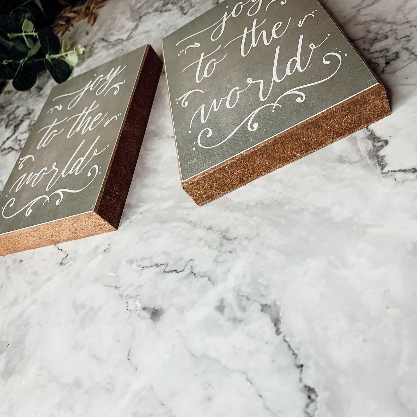 Joy To The World Christmas Sign Farm Fresh Trees Rustic Holiday Block Decor