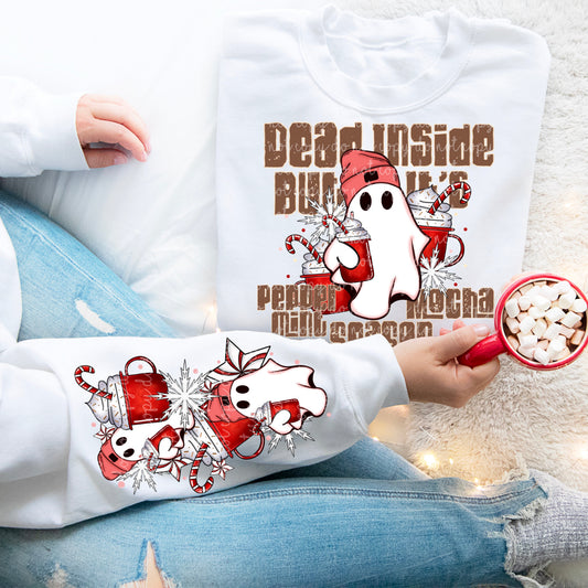 PEPPERMINT MOCHA- CREWNECK SWEATSHIRT  W/ SLEEVE PRINT