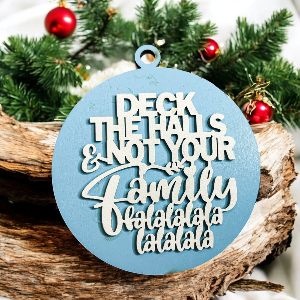 Imperfect Deck The Halls 3D Handcrafted Wooden Christmas Ornaments Set Limited Edition Hanging Decor