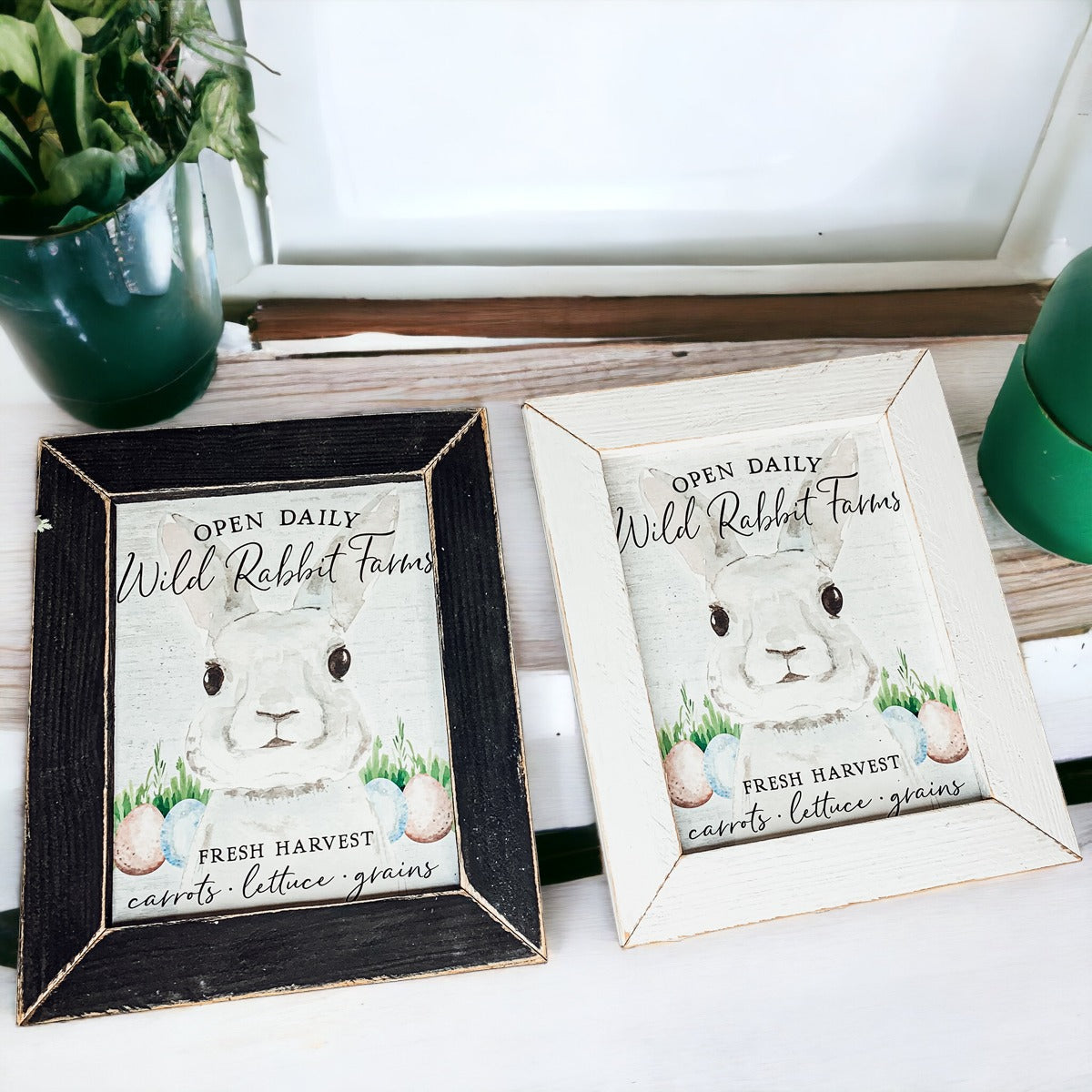 Wild Rabbit Farms Easter Sign 8x10 Framed Rustic Farmhouse Spring Decor Open Daily Fresh Harvest