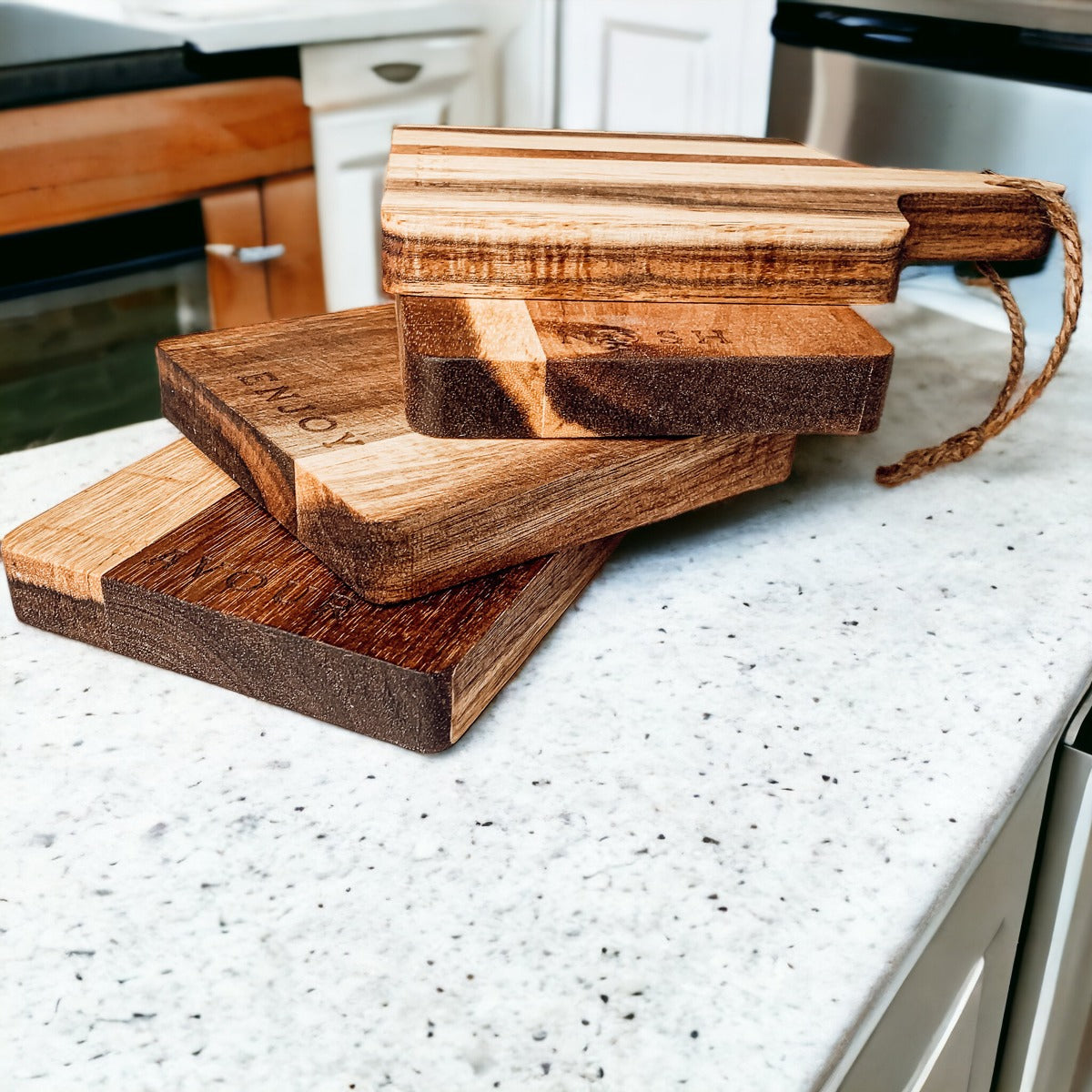 Acacia Charcuterie Boards Set Of 4 8x4.5in Small Serving Boards With Jute Hangs