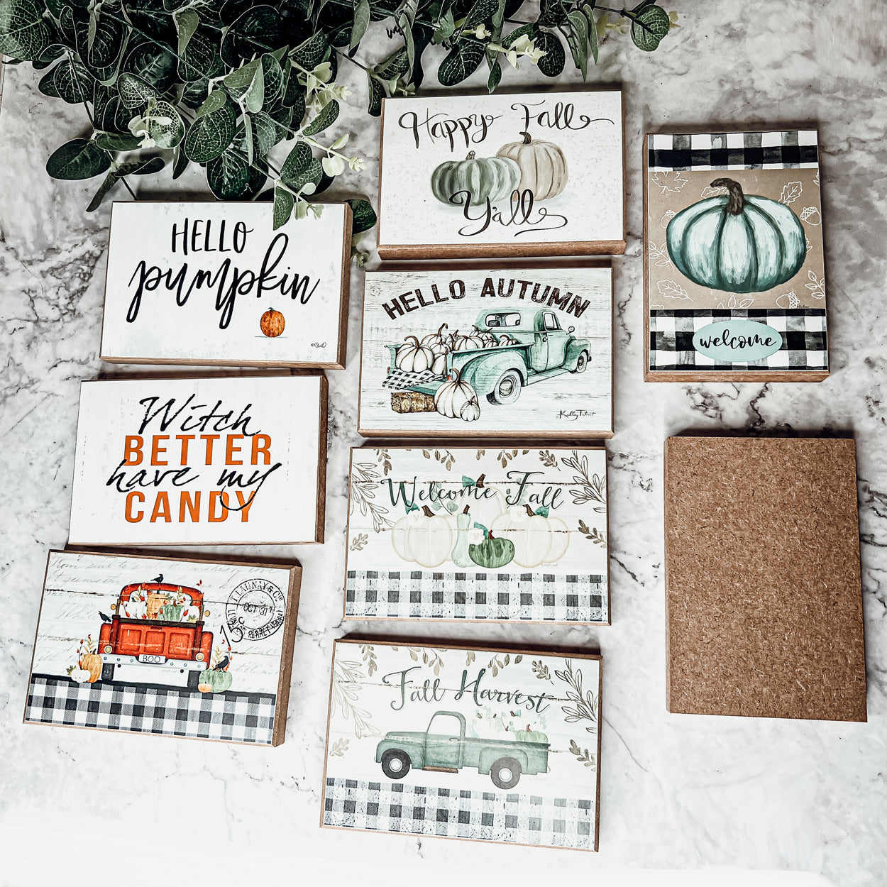 Happy Fall Y'all Wooden Sign 6x4 Pastel Farmhouse Autumn Home Decor