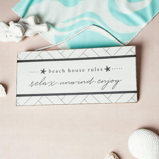 Beach House Rules Wooden Sign 11x5 Hanging Wall Decor Coastal Cottage