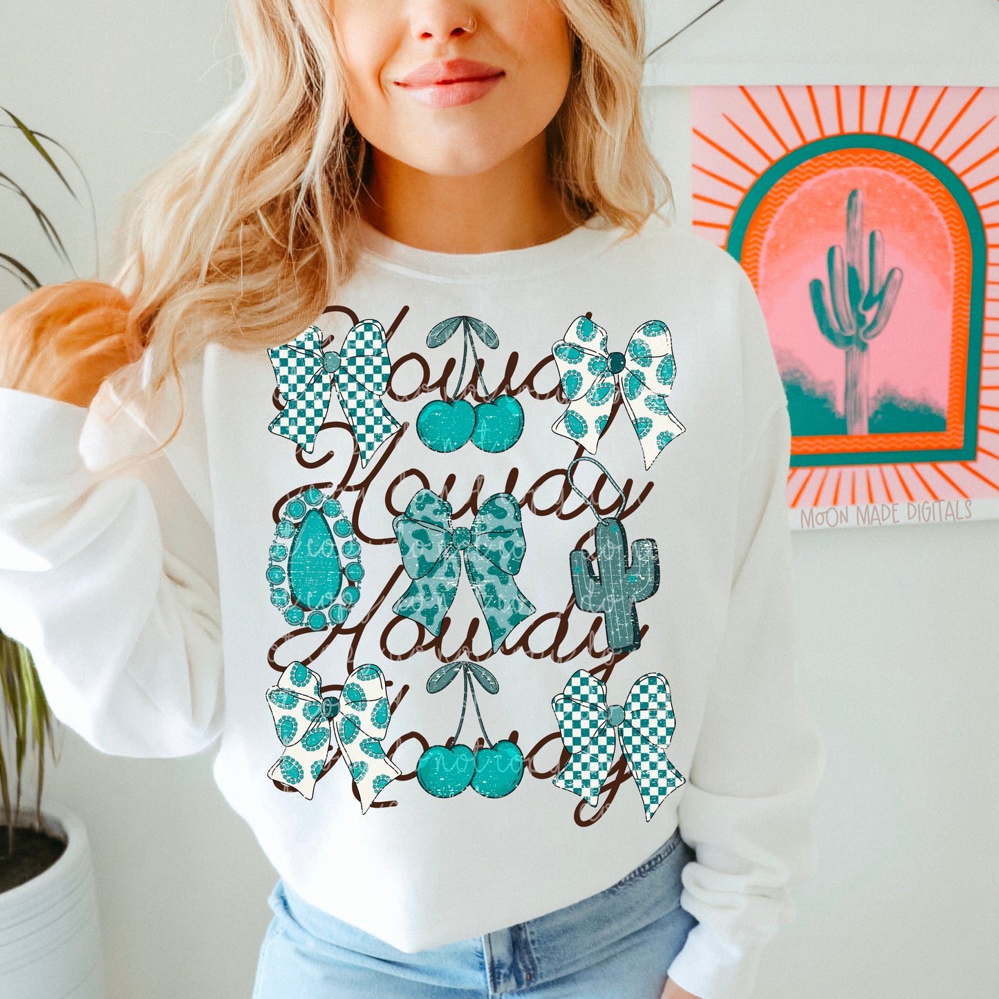 HOWDY TURQOUISE SWEATSHIRT