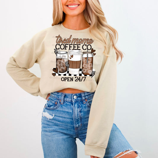 TIRED MOM COFFEE CREW - CREW NECK SWEATSHIRT