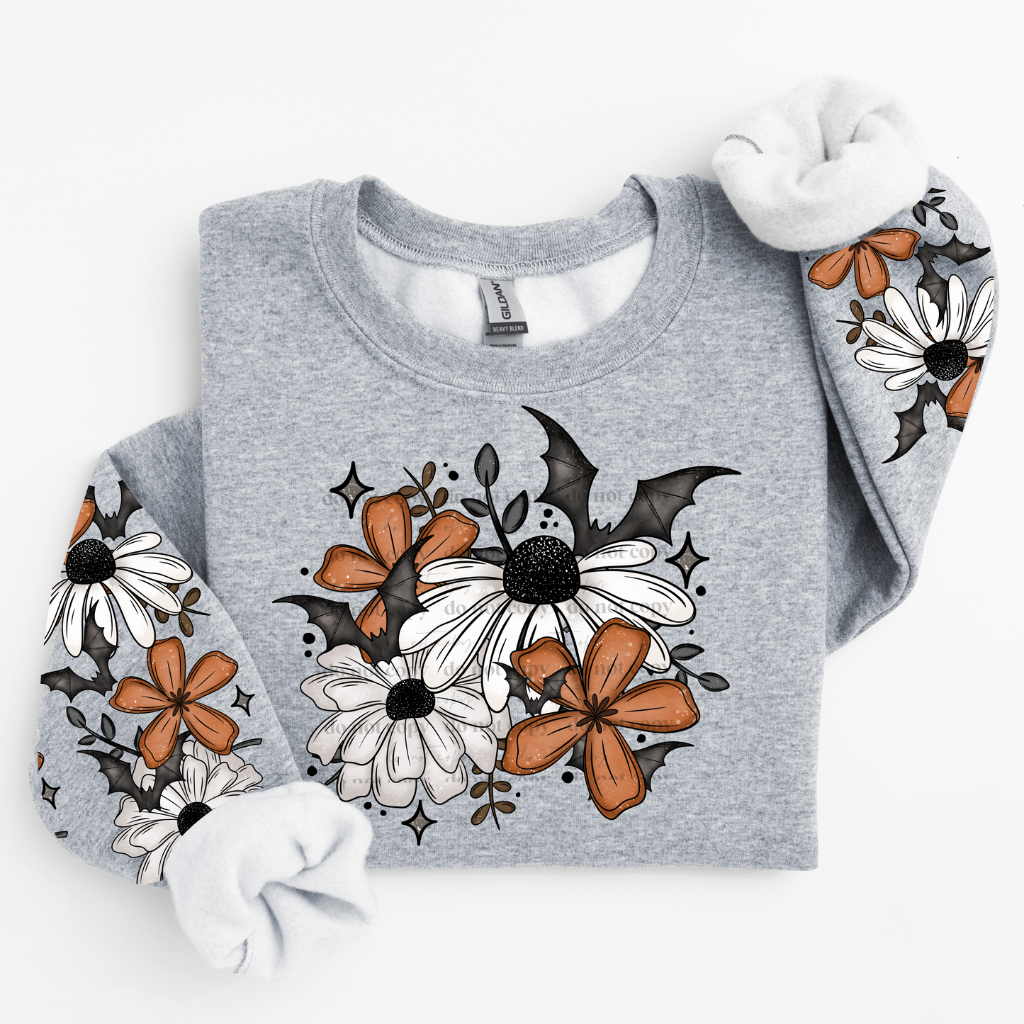 BAT FLORAL CREWNECK SWEATSHIRT W/ SLEEVE PRINT