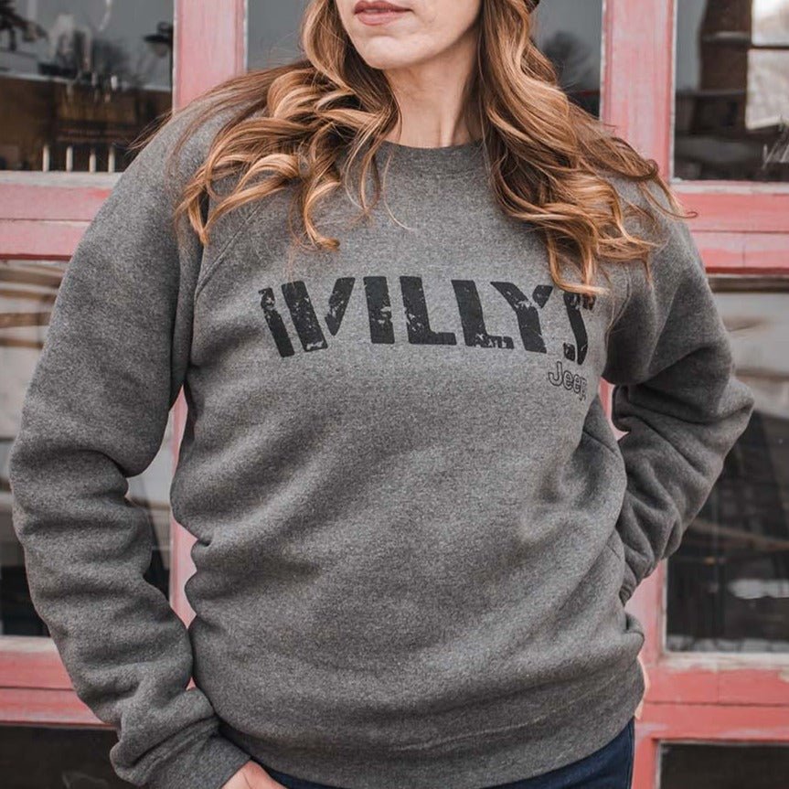 Mens Jeep® Willys Crew Sweatshirt - Heather Charcoal