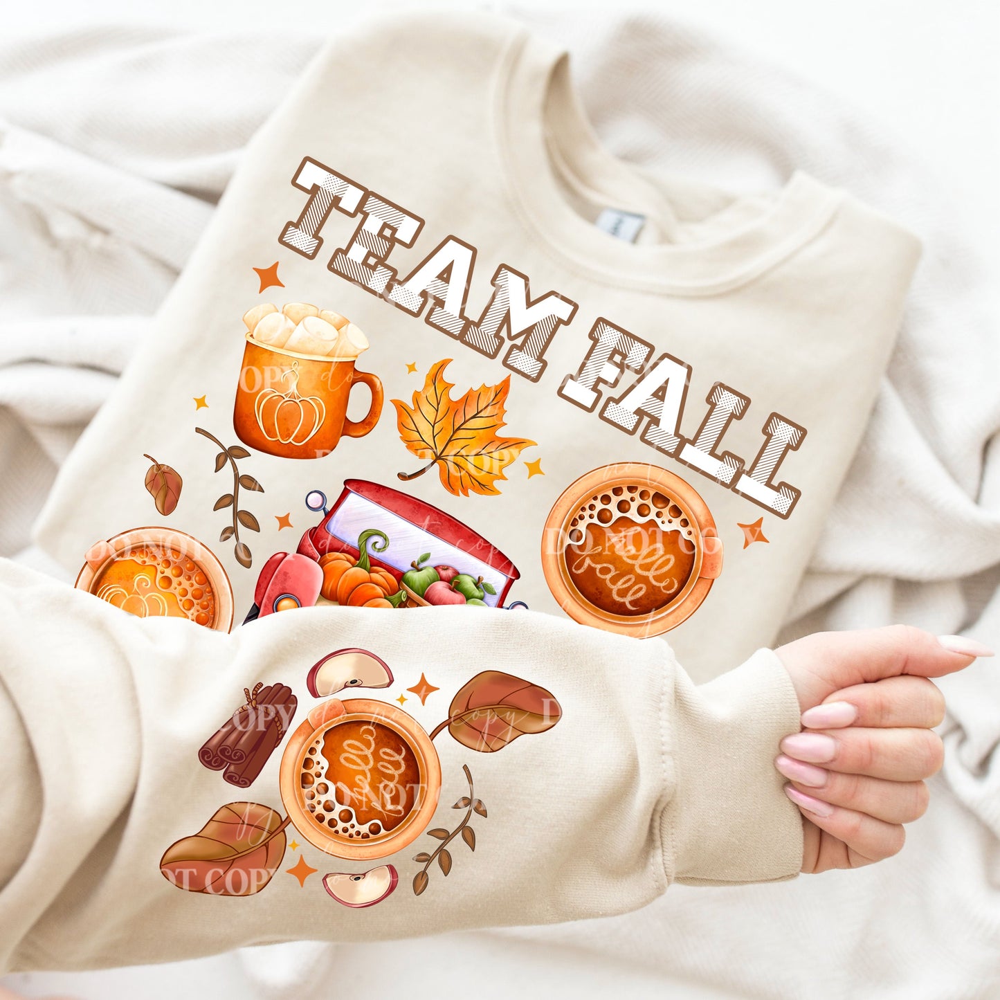 TEAM FALL- CREWNECK SWEATSHIRT  W/ SLEEVE PRINT