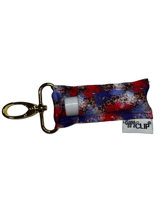 Patriotic Puffs on Leopard LippyClip® Lip Balm Holder