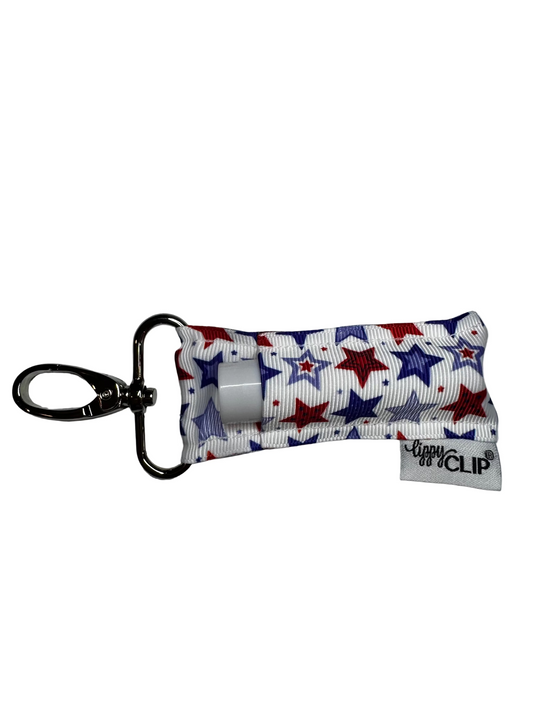 Patriotic Stars on White LippyClip® Lip Balm Holder