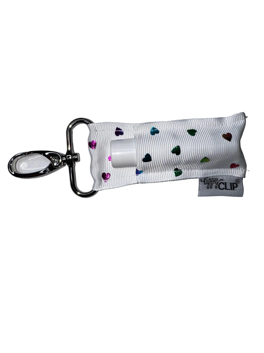 Rainbow Hearts on White LippyClip®
