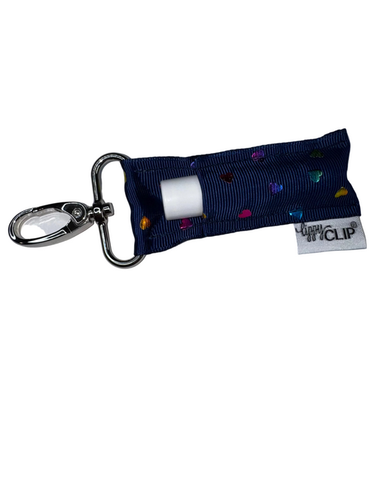 Rainbow Hearts on Navy LippyClip®