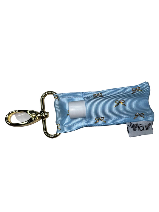 Gold Bows on Blue LippyClip® Lip Balm Holder