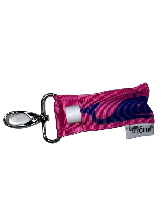 Blue Whale on Pink LippyClip® Lip Balm Holder
