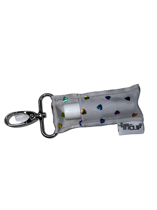 Rainbow Hearts on Grey LippyClip®