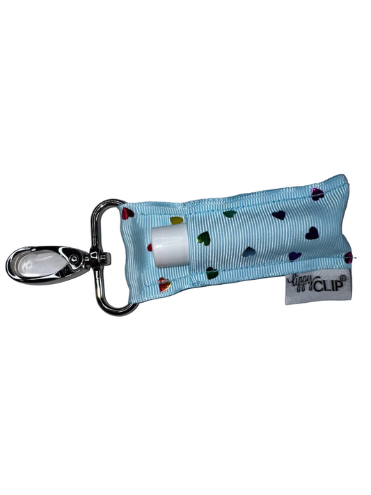 Rainbow Hearts on Aqua LippyClip®