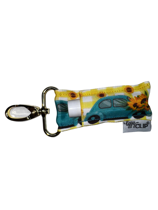 Blue Car with Sunflowers LippyClip® Lip Balm Holder