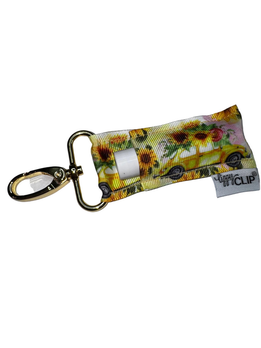 Yellow Car with Sunflowers LippyClip® Lip Balm Holder