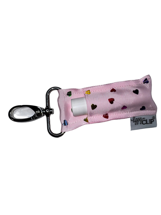 Rainbow Hearts on Pink LippyClip®