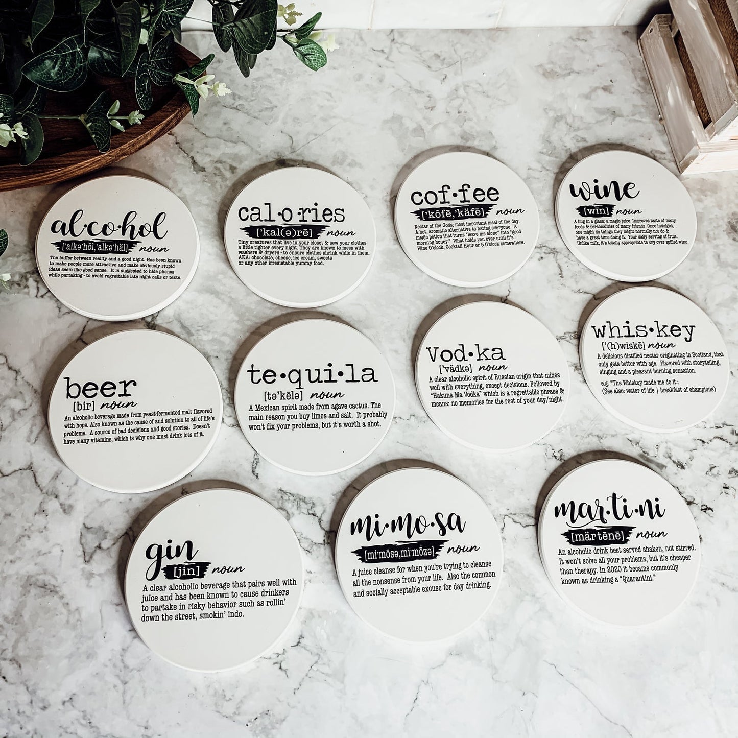 Funny Drink Definition Coasters Set Dictionary Quote Coasters For Bar And Countertop Decor