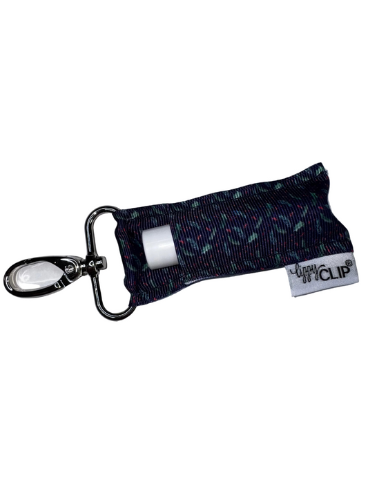 Christmas Holly on Blue LippyClip® Lip Balm Holder