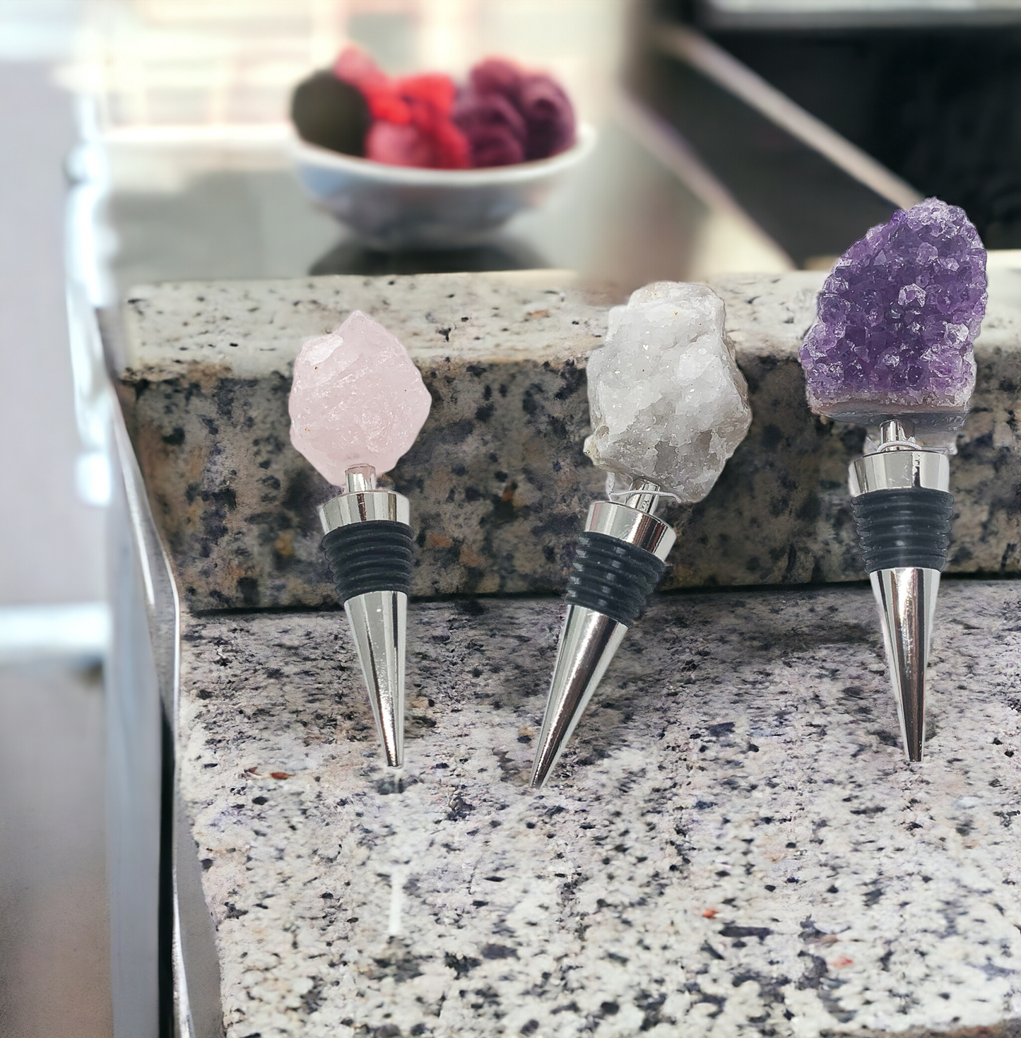 Natural Stone Wine Bottle Stoppers Set Decorative Bougie Bottle Stopper Gifts For Wine Lovers