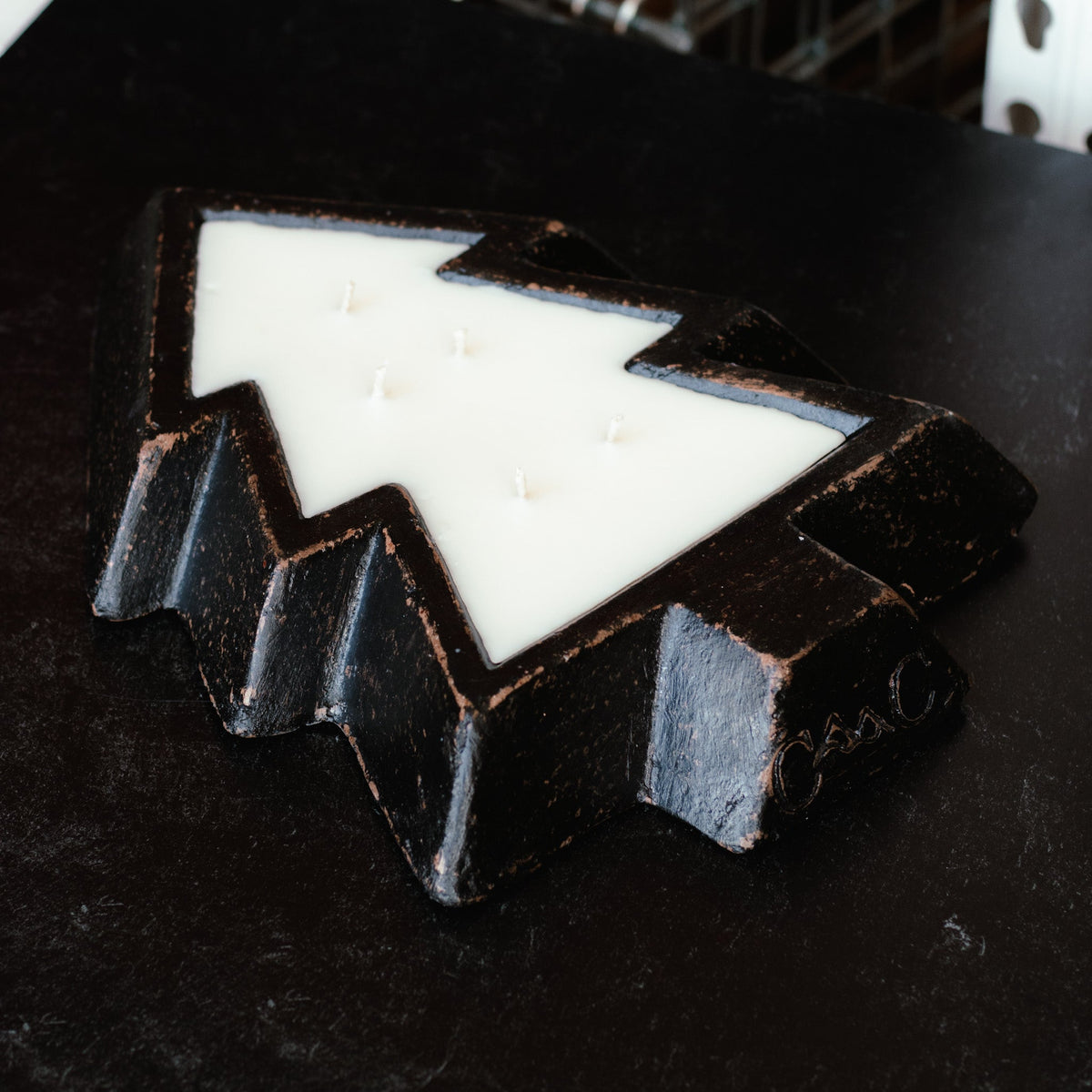 Black Pottery Tree Bowl Candle - Cozy Flannel