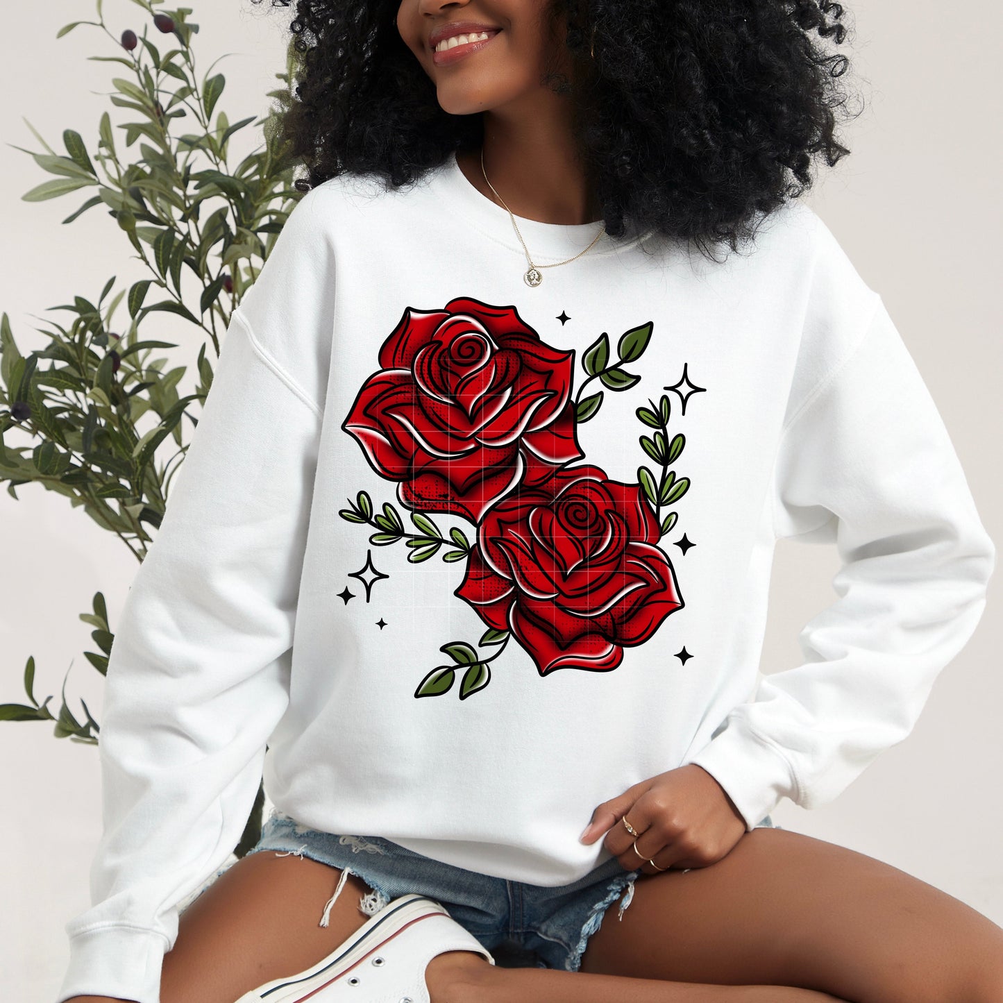 DEEP RED ROSES SWEATSHIRT
