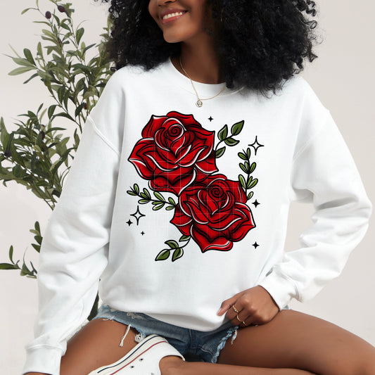 DEEP RED ROSES SWEATSHIRT