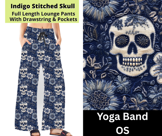 Indigo Stitched Skull Full Length Lounge Pants