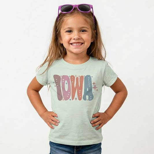 Iowa Retro Pastel Youth & Toddler Graphic Tshirt