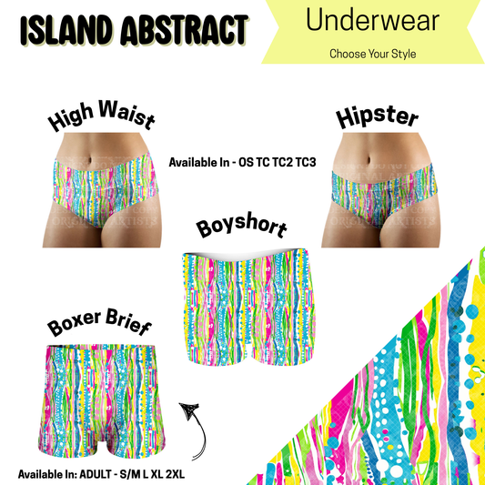 Preorder! Closes 5/14. ETA August. Island Abstract Hipster, High Waist, & Boyshort Underwear & Boxer Briefs