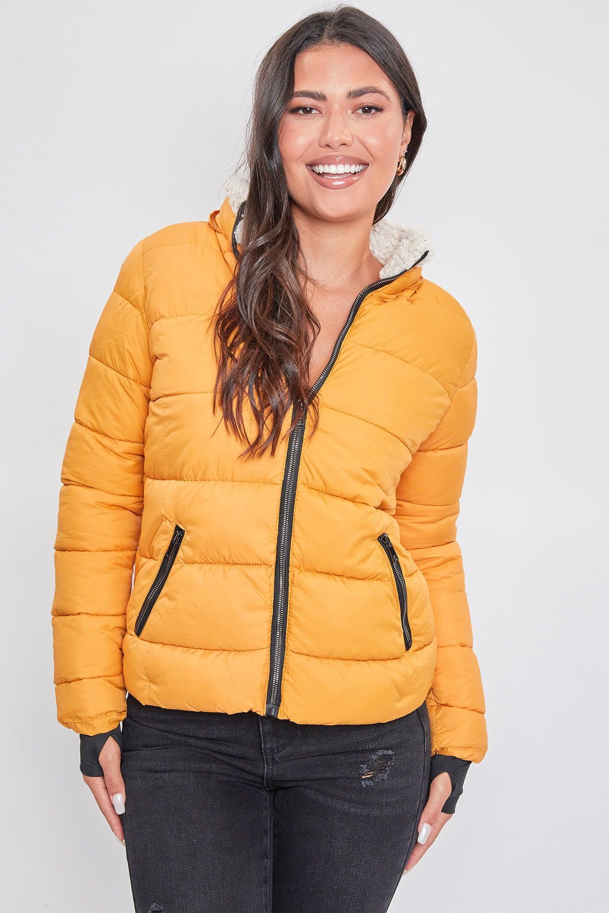 Jacket Puffer With Sherpa Fur Hoodie