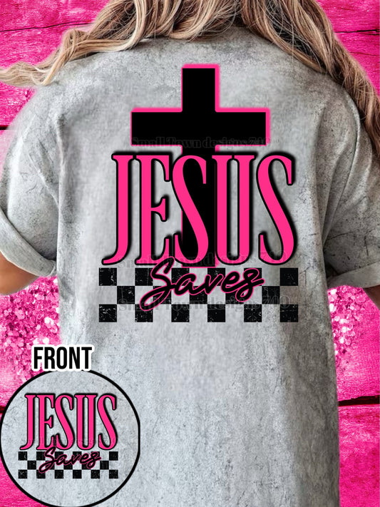 JESUS SAVES DOUBLE SIDED TEE