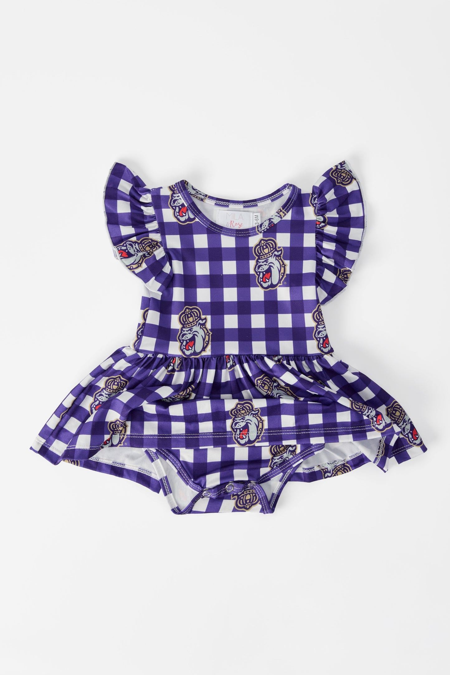 JMU Plaid Duke Dog Flutter Twirl Bodysuit